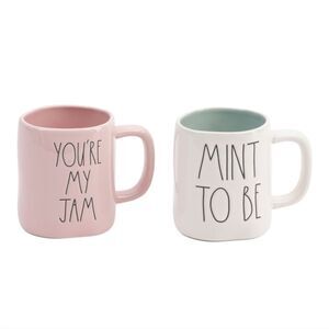 RAE DUNN "You're my Jam" & " Mint to be" Large Ceramic mugs cups NIB NWT